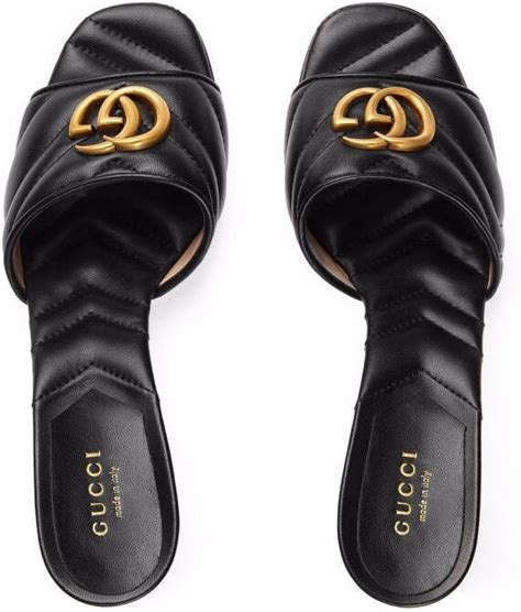 zwarte gucci schoenen dames met goud|Marmont hakken leer Gucci goud maat 37.5 EU in Leer .